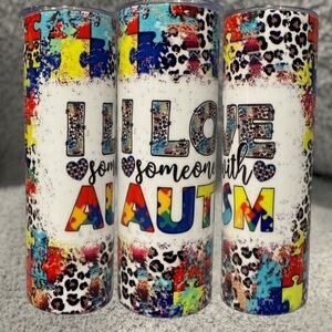 New Custom 20oz "I Love Someone with Autism" Tumbler – Awareness & Support